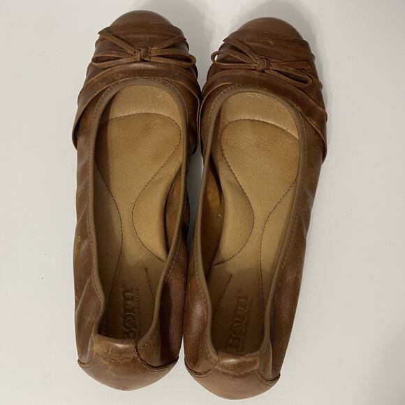 Born Ballet Flats Womens 8.5 39 Brown Leather Slip On Bow Casual Shoes - Picture 7 of 12
